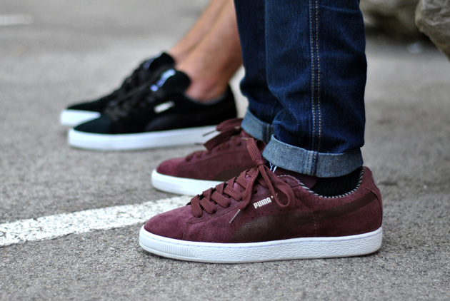 Puma suede rouge clearance semelle marron