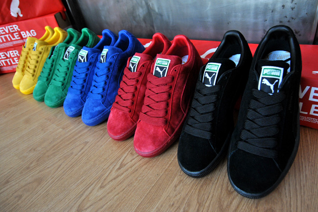 Puma suede cheap rouge et noir