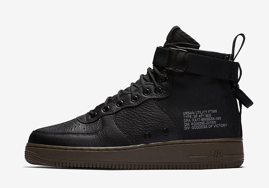 sf air force 1 mid black dark hazel